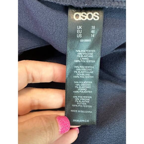 Asos navy blue flat front pants size 14 - Picture 3 of 9